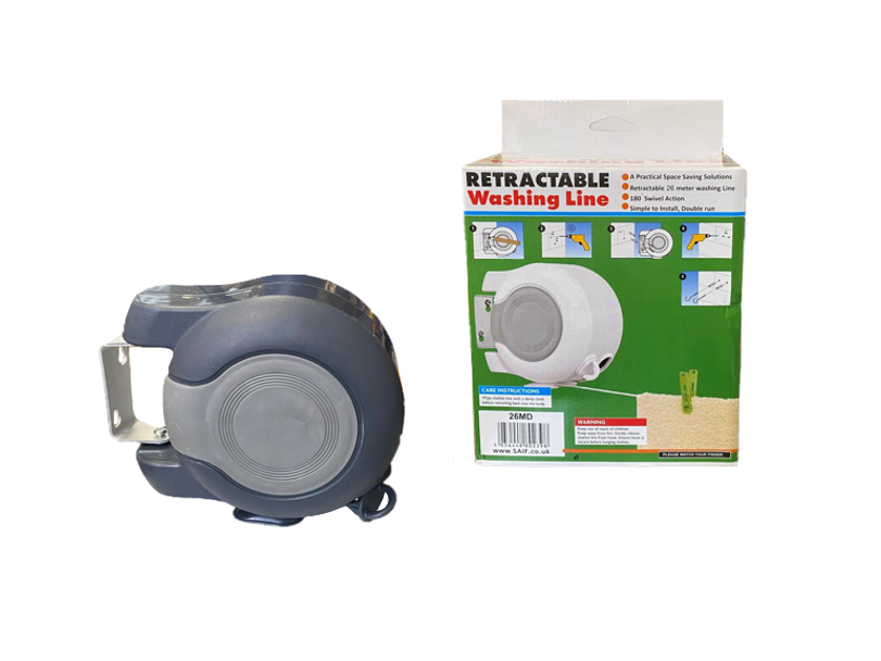 26M Outdoor Garden Retractable Washing Line Reel with Double Line Design