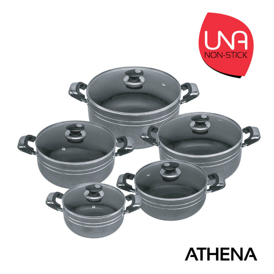 Una Nonstick Athena Stockpot Set 5Piece Kitchen Cookware Collection