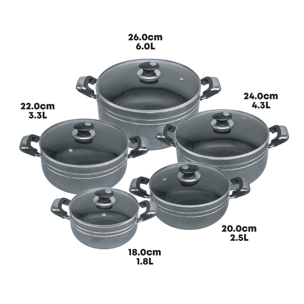 Una Nonstick Athena Stockpot Set 5Piece Kitchen Cookware Collection