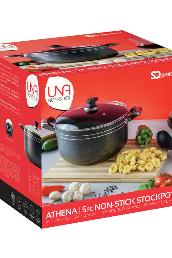 Una Nonstick Athena Stockpot Set 5Piece Kitchen Cookware Collection