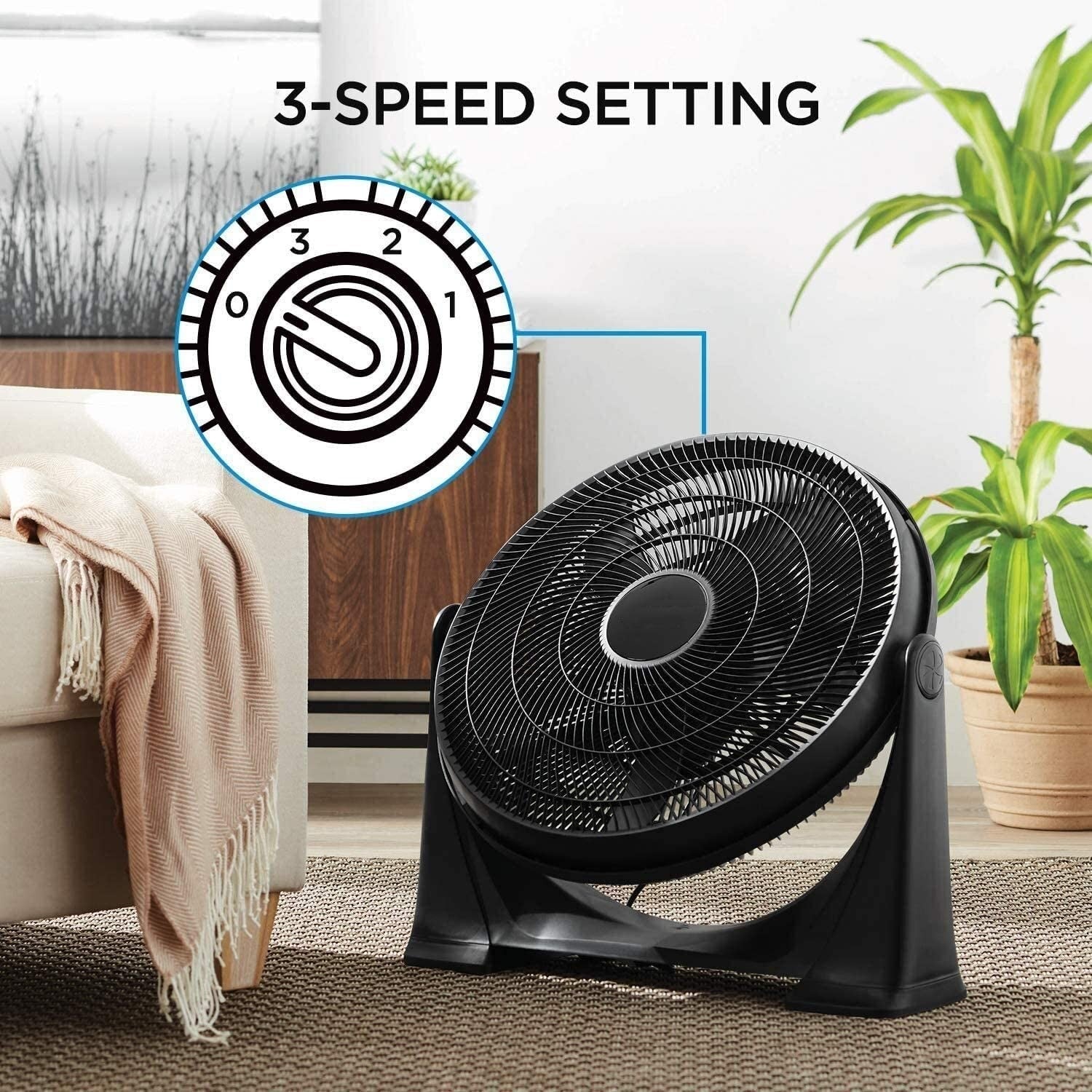 20Inch High Velocity Floor Fan with 3 Speed Settings Efficient Cooling Solution