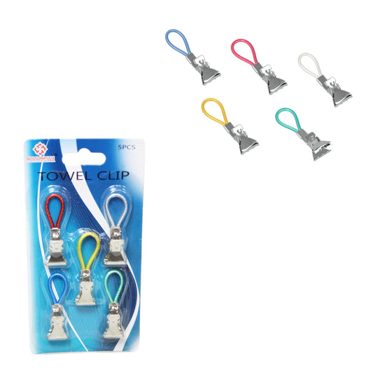 5Piece Metal Hanging Clips Set for Towels and Cloths