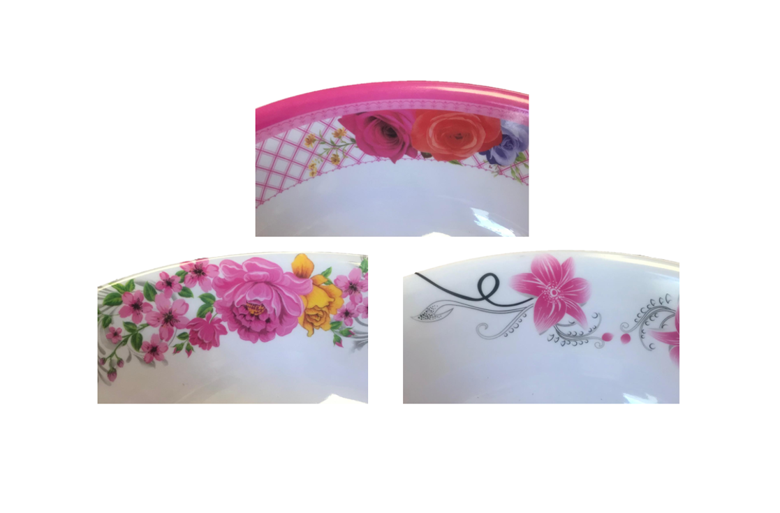 Elegant Floral Design Plastic Bowl Assorted 225 x 8 cm