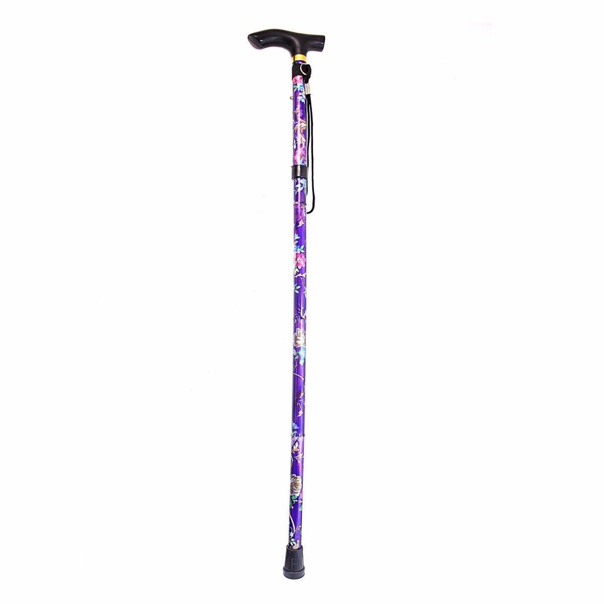 Adjustable Printed Folding Metal Cane for Enhanced Mobility