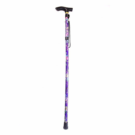 Adjustable Printed Folding Metal Cane for Enhanced Mobility