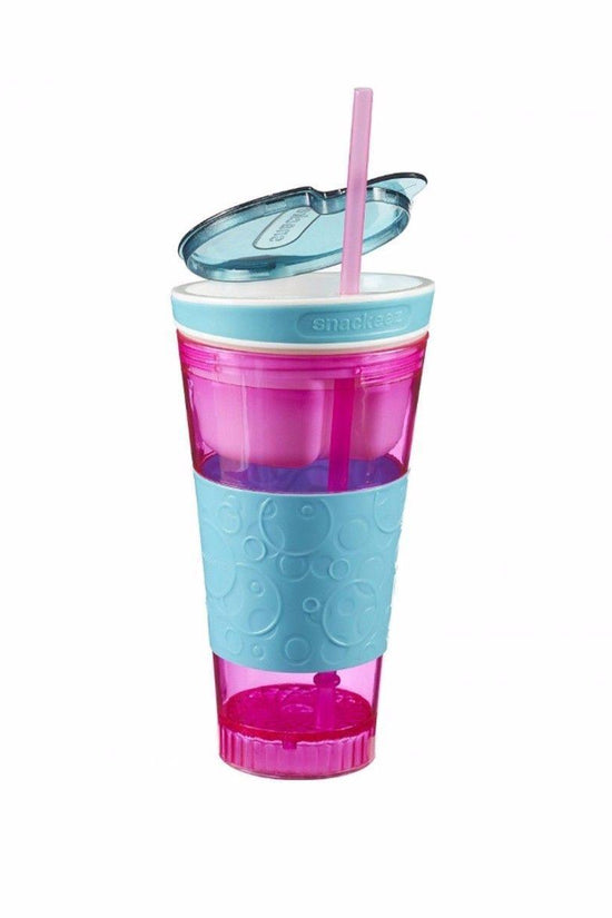 Convenient 2in1 Plastic Travel Snack and Drink Cup Assorted Colors