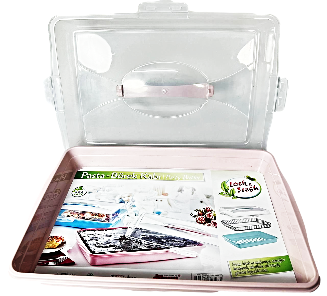 Premium Plastic Cake Pastry Party Tray Storage Box with Cover