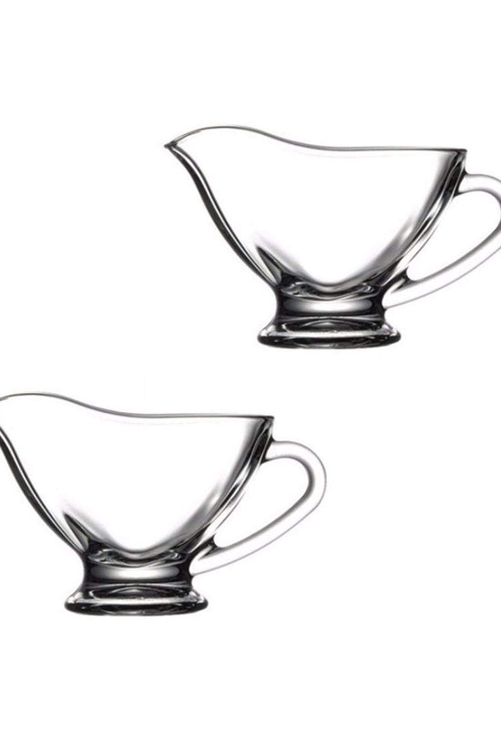 Elegant Set of 2 Small Glass Gravy Boats 83ml Capacity