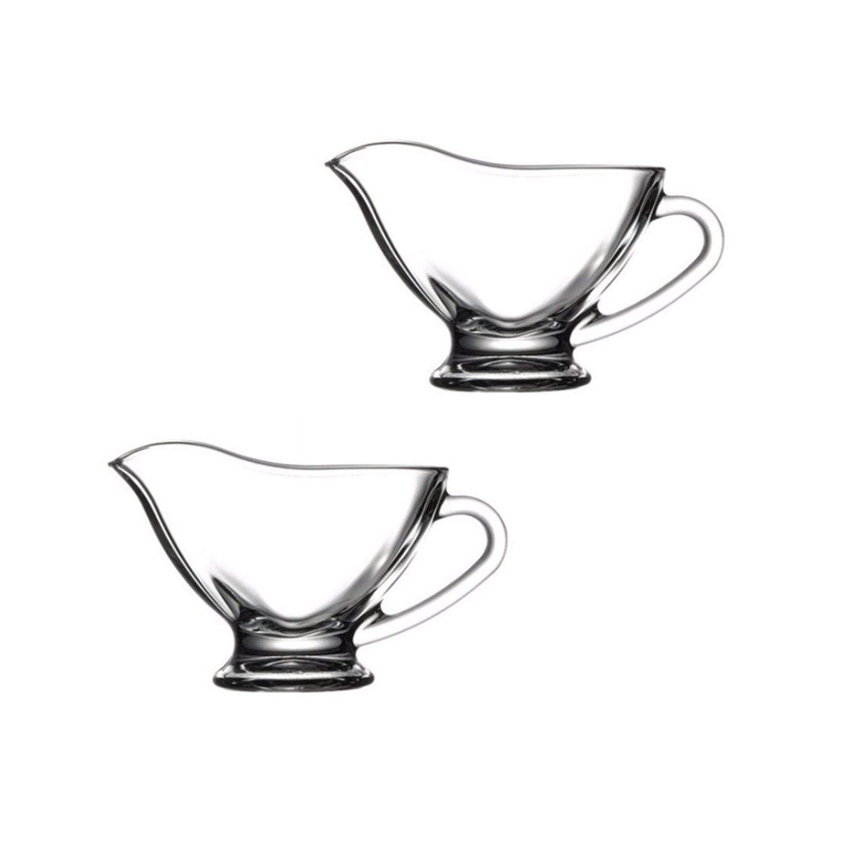 Elegant Set of 2 Small Glass Gravy Boats 83ml Capacity