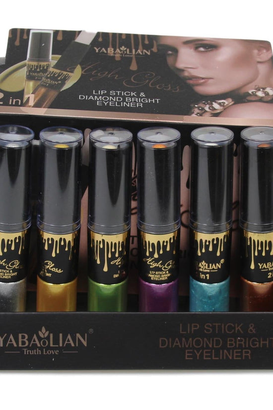 2in1 High Gloss Lipstick and Diamond Bright Eyeliner Set