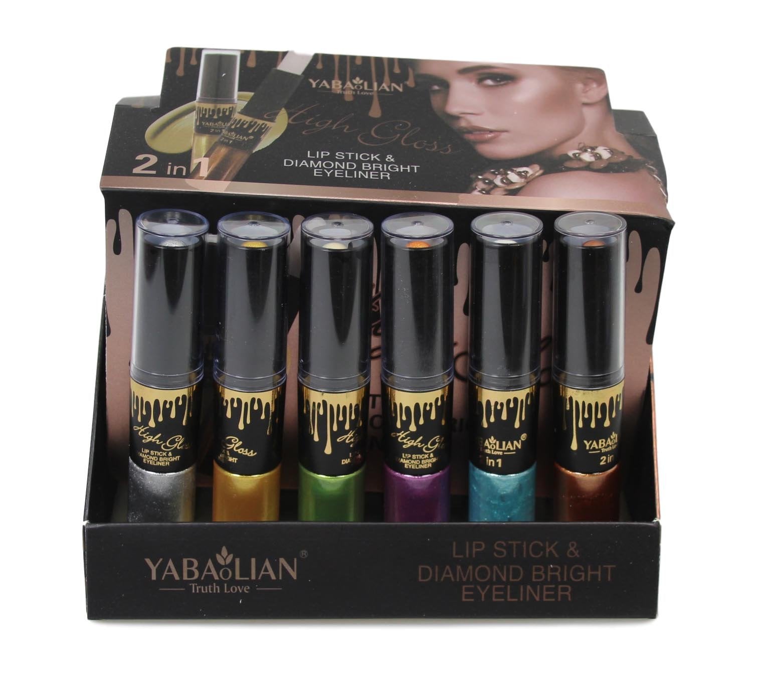 2in1 High Gloss Lipstick and Diamond Bright Eyeliner Set