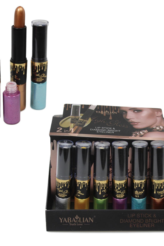 2in1 High Gloss Lipstick and Diamond Bright Eyeliner Set