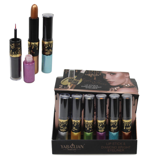 2in1 High Gloss Lipstick and Diamond Bright Eyeliner Set