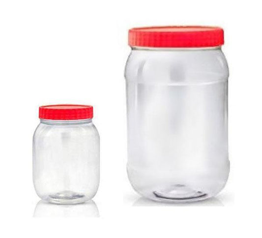 Clear Food Jar with Red Lid 35L Plastic Storage Container