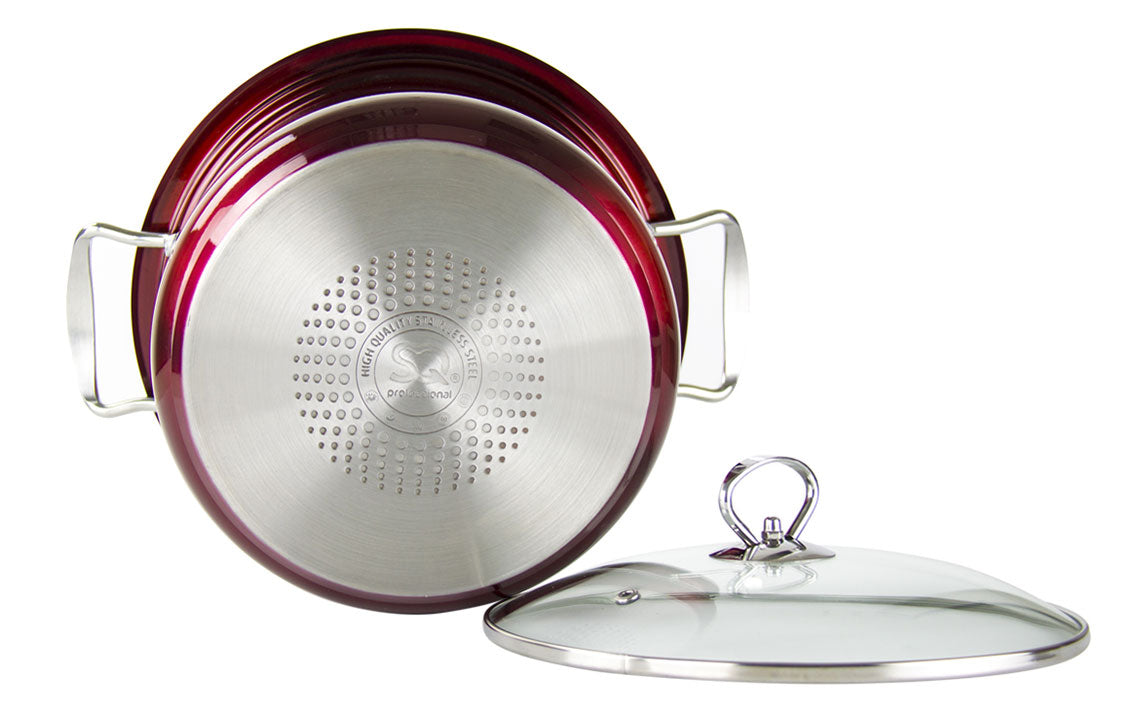 SQ Professional Gems Metallic Stockpot Set Ruby Red Set of 3