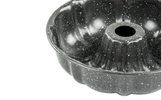 24 cm Round Ring Bundt Cake Baking Tin Mould in Speckled GreyBlack