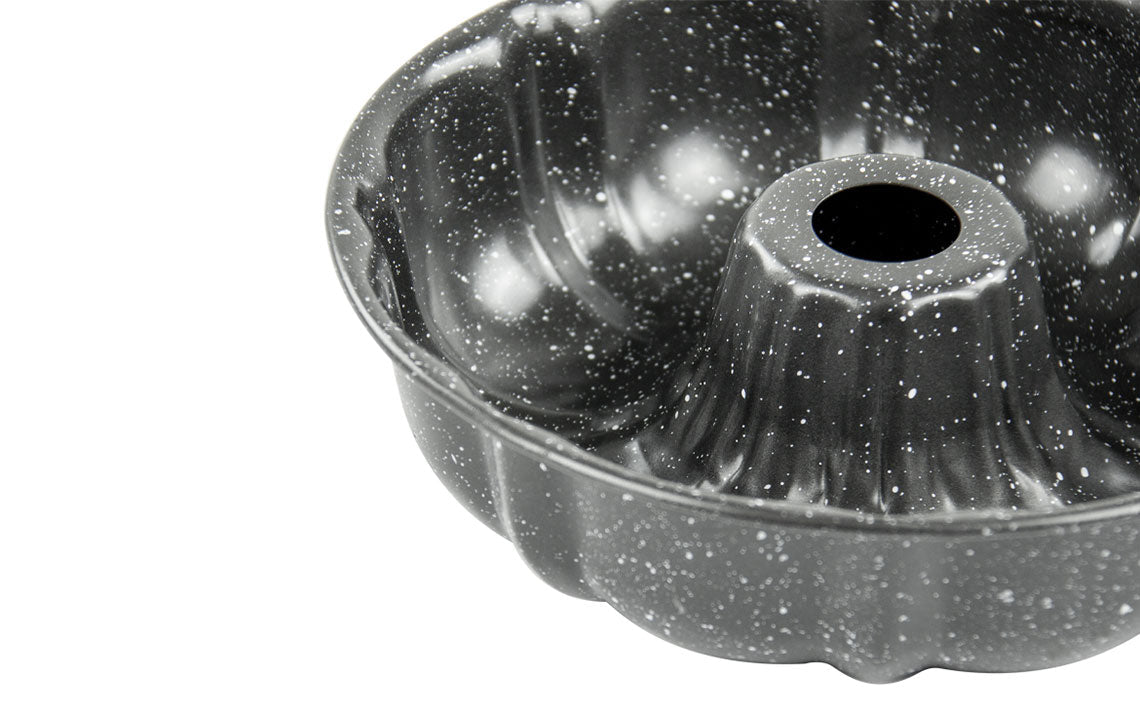 24 cm Round Ring Bundt Cake Baking Tin Mould in Speckled GreyBlack
