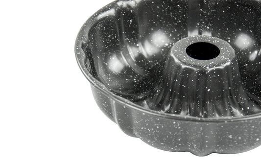 24 cm Round Ring Bundt Cake Baking Tin Mould in Speckled GreyBlack