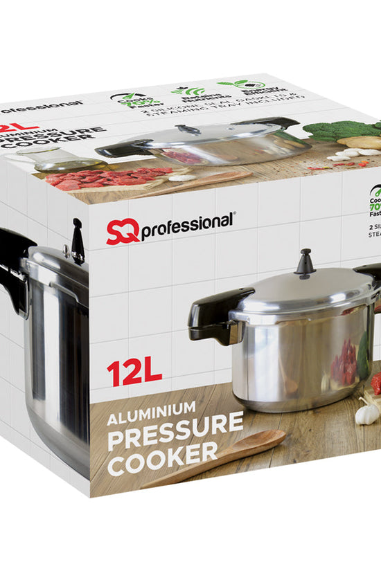 SQ Professional 12L Aluminium Pressure Cooker NonInduction Hob Compatible