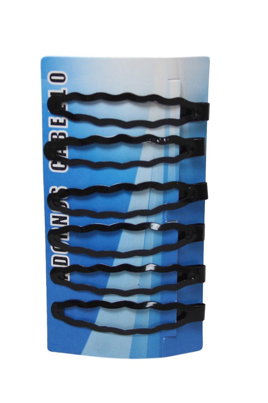 Stylish Black Wavy Hair Clips Pack of 6