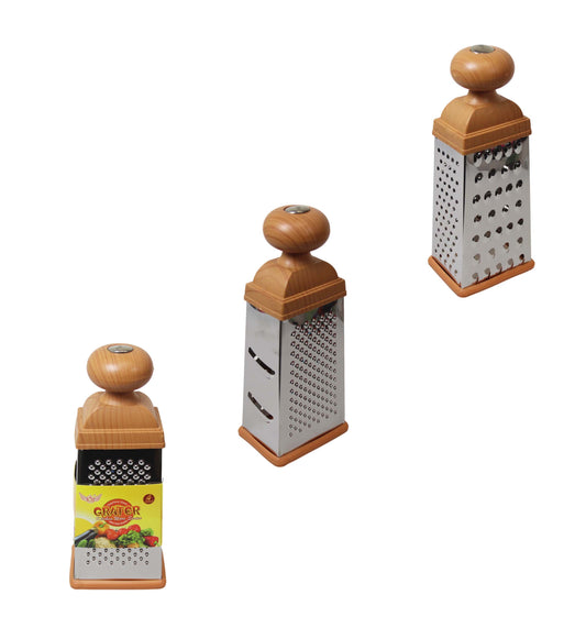 4 Sided Grater with Wooden Handle Kitchen Prep Essential