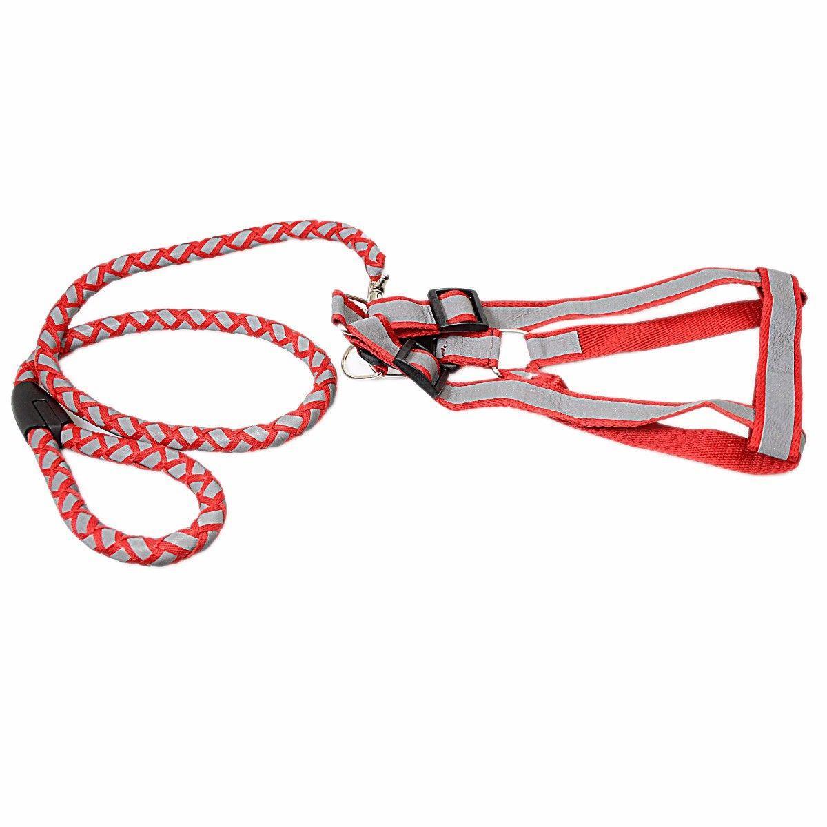 Reflective Nylon Dog Harness with Leash Set