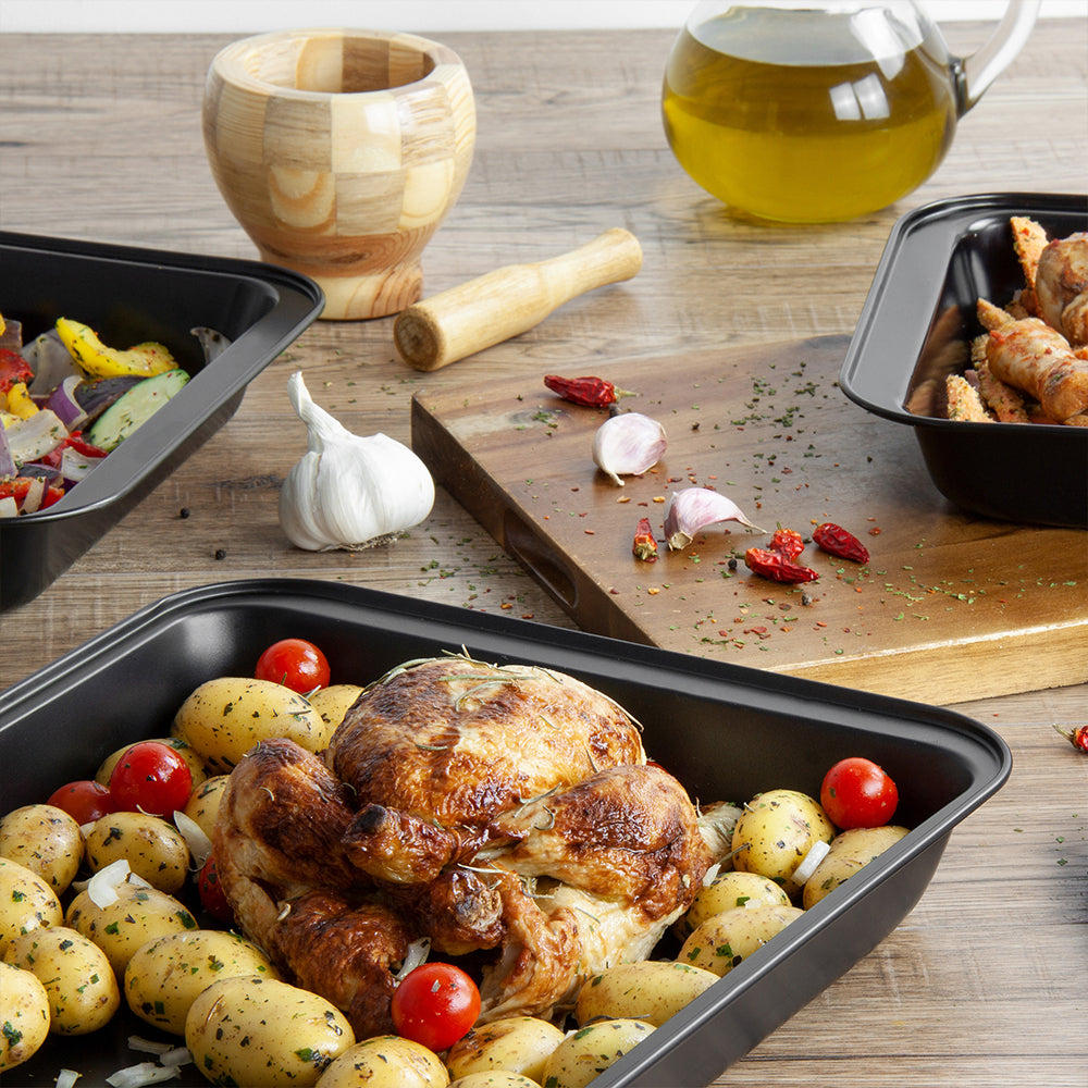 SQ Professional Oven Roasting Baking Tray Set of 3 Assorted Sizes