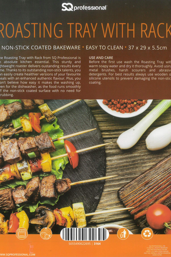 SQ Professional Non Stick Roasting Tray with Rack 35L Capacity