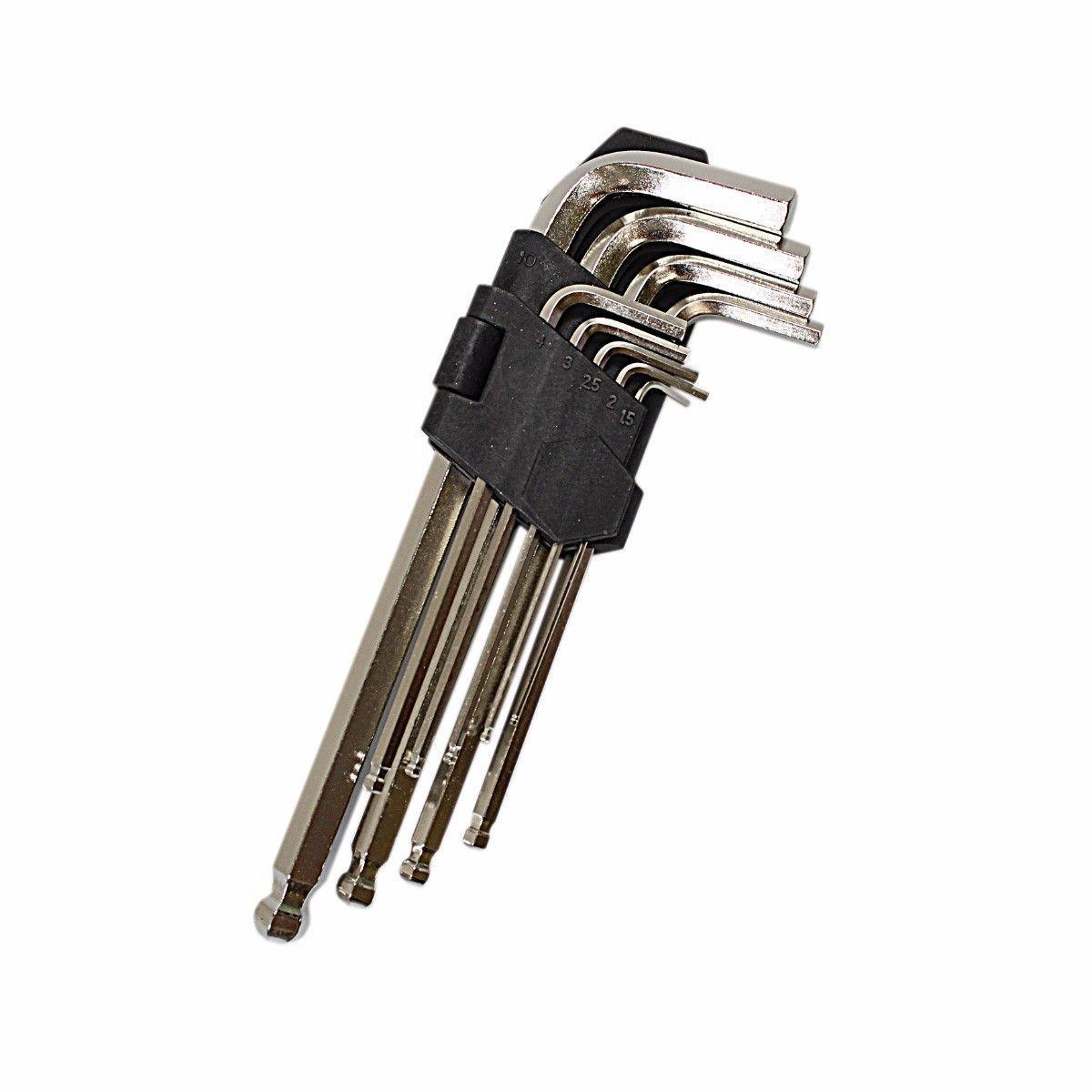 9 Pc Large Metric Hex Ball Allen Key Wrench Set Professional Grade