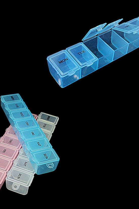 7Day Plastic Pill Tablet Box Organizer Assorted Colors