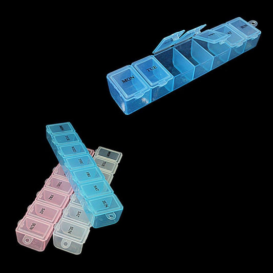 7Day Plastic Pill Tablet Box Organizer Assorted Colors