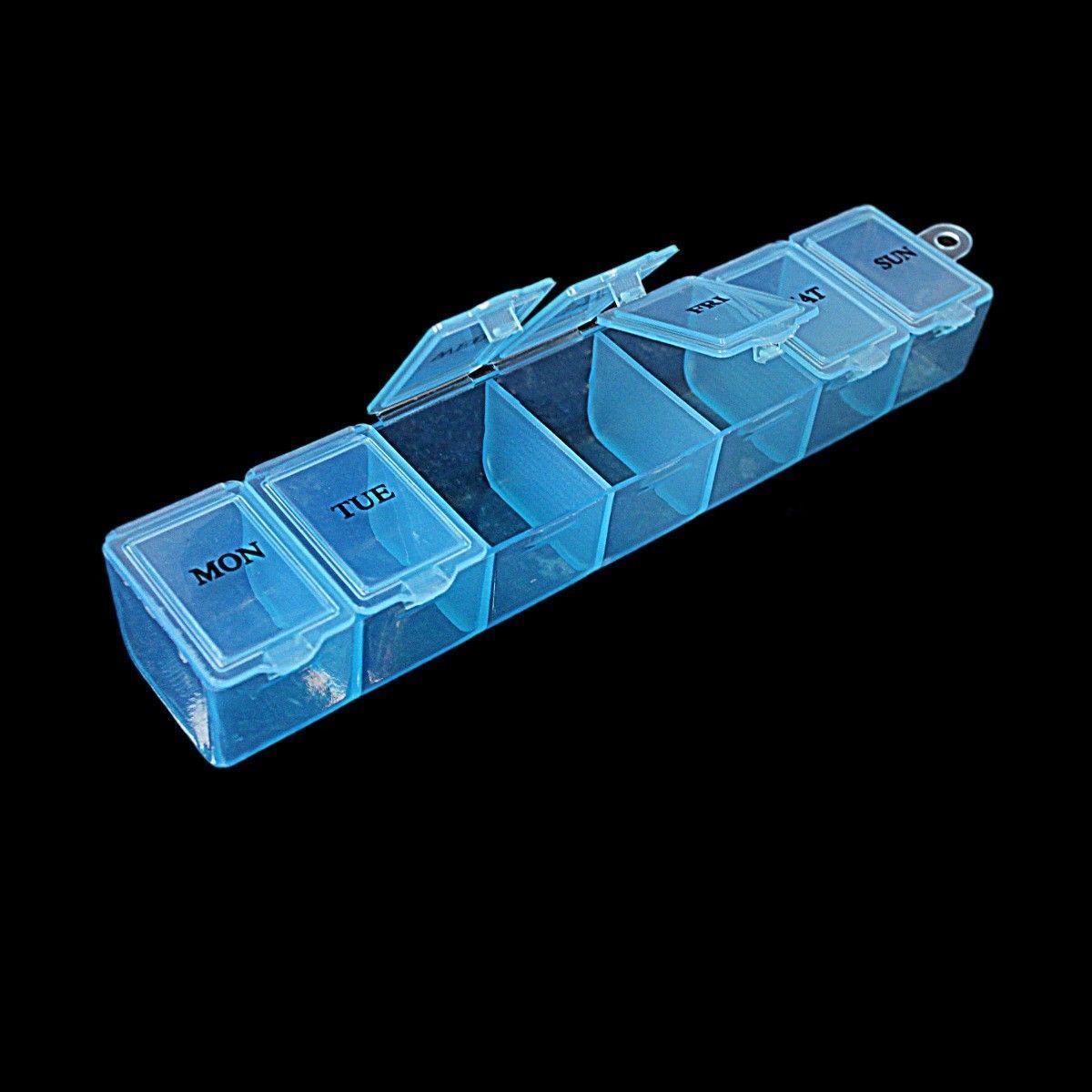 7Day Plastic Pill Tablet Box Organizer Assorted Colors