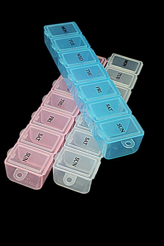 7Day Plastic Pill Tablet Box Organizer Assorted Colors