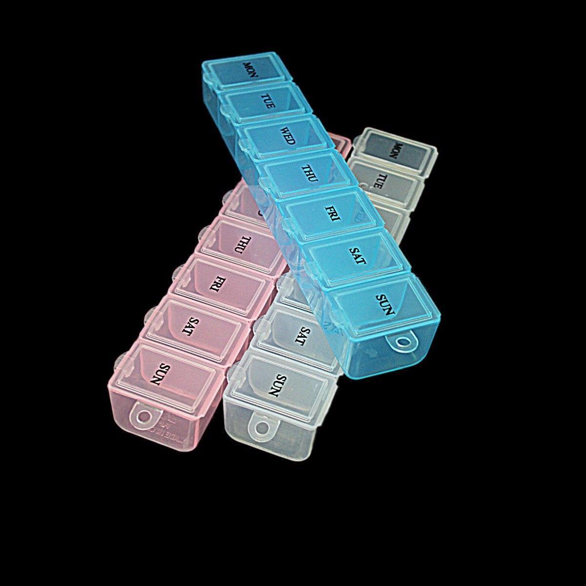 7Day Plastic Pill Tablet Box Organizer Assorted Colors