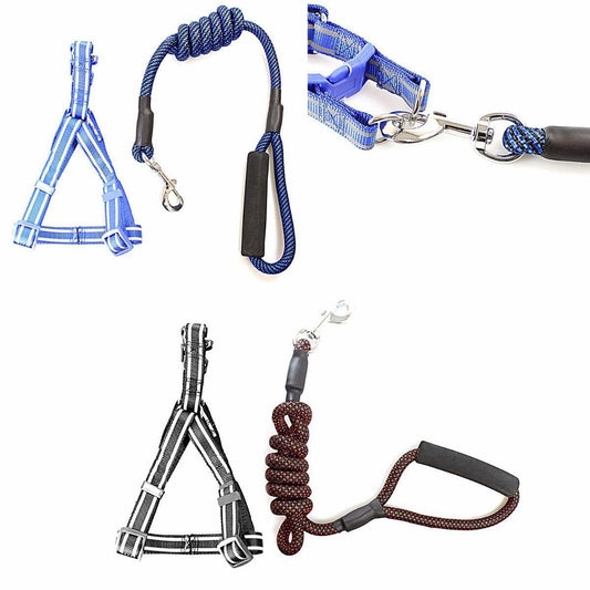 Reflective Nylon Dog Harness Leash Set