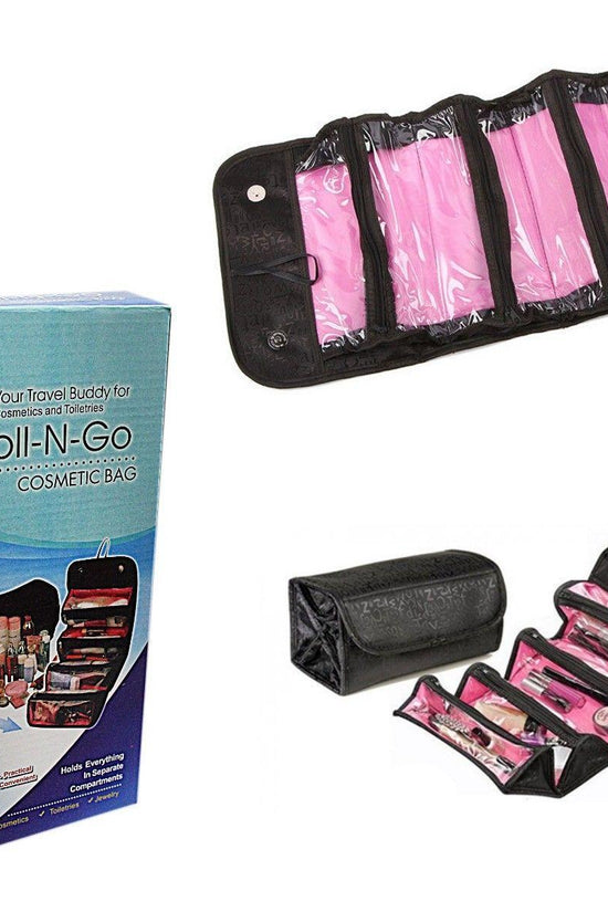 Roll Up Makeup Cosmetic Bag Travel Pouch Black