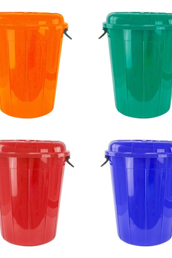 EcoFriendly 70L Plastic Storage Drum Bin with Handles Assorted Colors