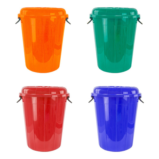 EcoFriendly 70L Plastic Storage Drum Bin with Handles Assorted Colors