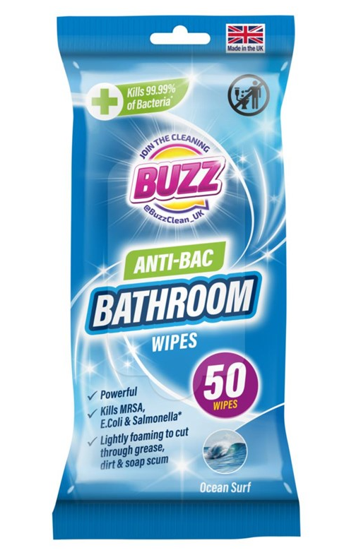 Buzz Antibacterial Wipes 50 Pack Ocean Scented Clean Hygienic