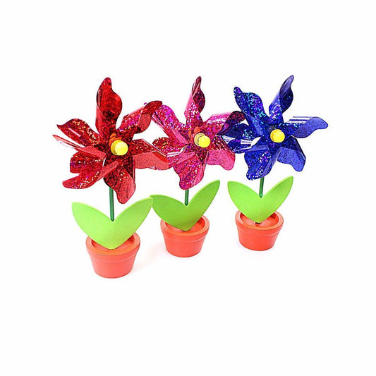 Colorful Plastic Mini Windmill Garden Decor Set of 3
