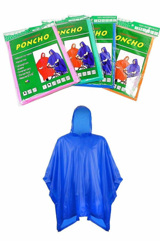 Premium Adult Waterproof Plastic Poncho Raincoat 52 x 80