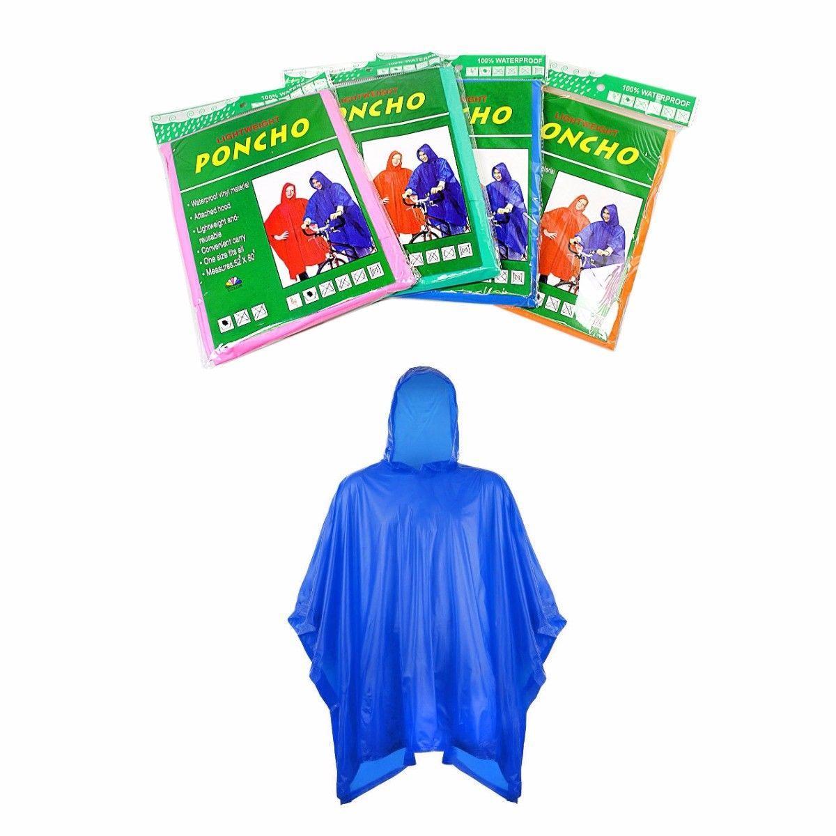 Premium Adult Waterproof Plastic Poncho Raincoat 52 x 80