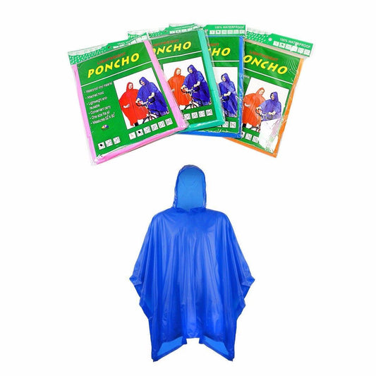 Premium Adult Waterproof Plastic Poncho Raincoat 52 x 80