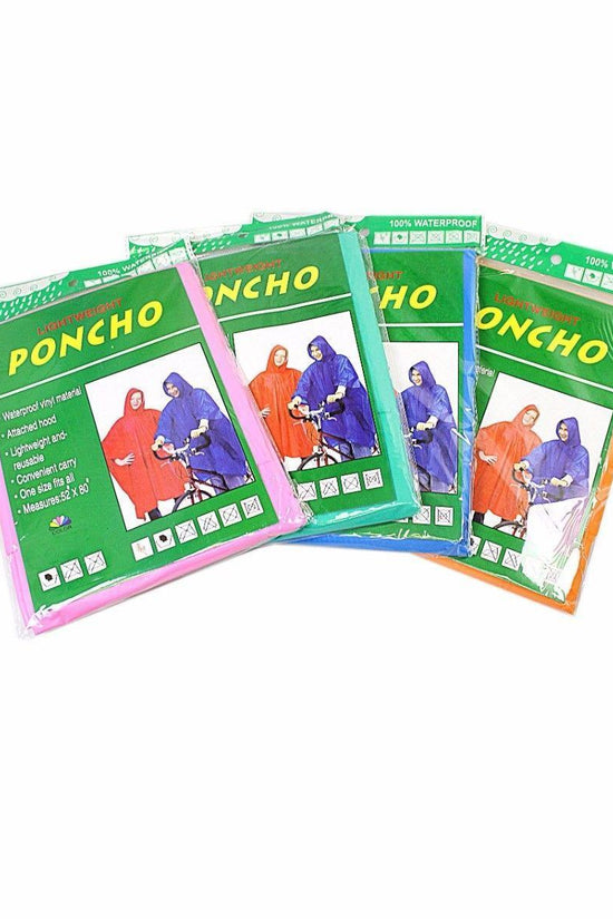 Premium Adult Waterproof Plastic Poncho Raincoat 52 x 80