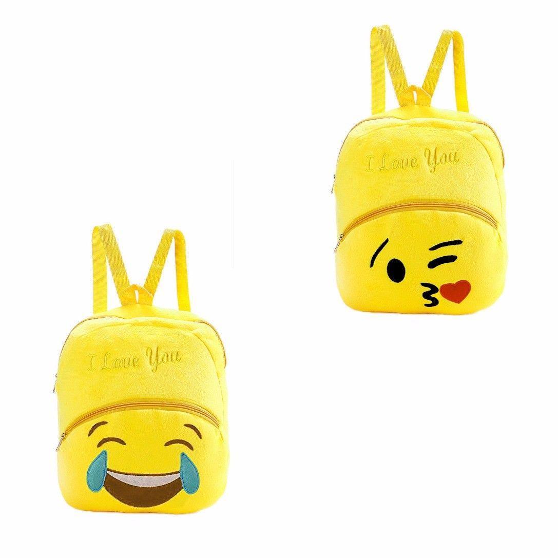 Emoji Style Yellow Fury Backpack for Children and Adults