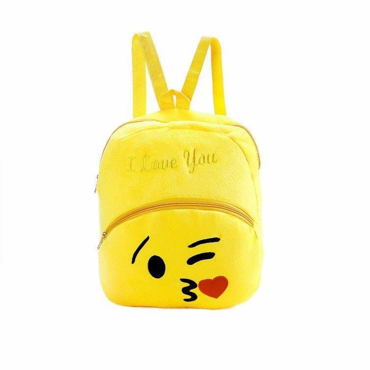 Emoji Style Yellow Fury Backpack for Children and Adults