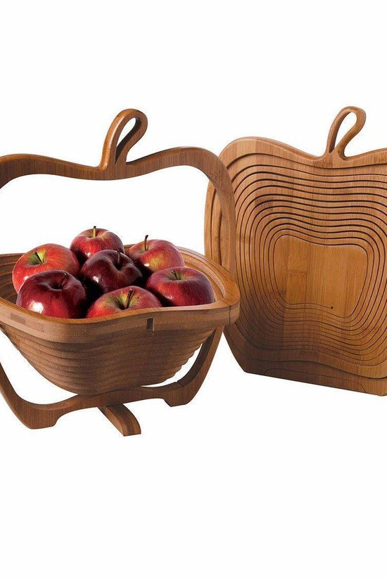 Bamboo Collapsible Fruit Apple Basket Bowl