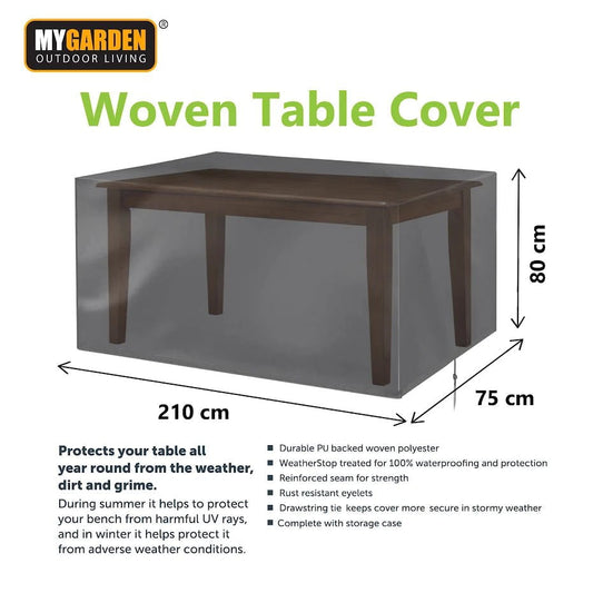 Durable Garden Woven Table Cover 210 x 75 x 80cm Protect Your Table YearRound