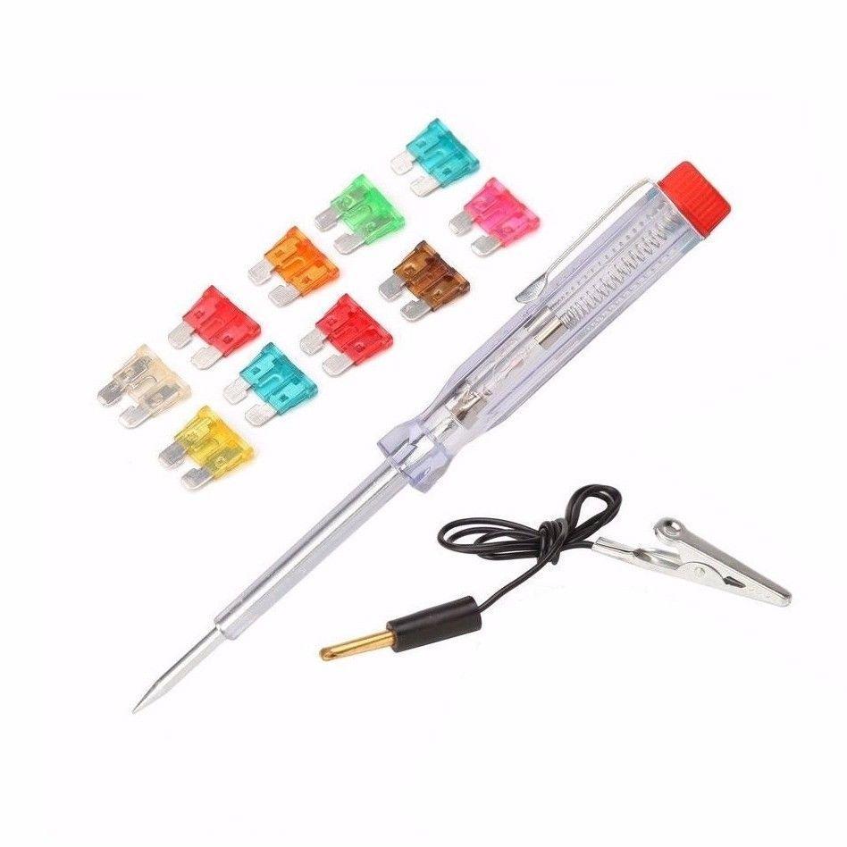 10 Pack Auto Plug In Fuse with Tester Electrical Equipment Set