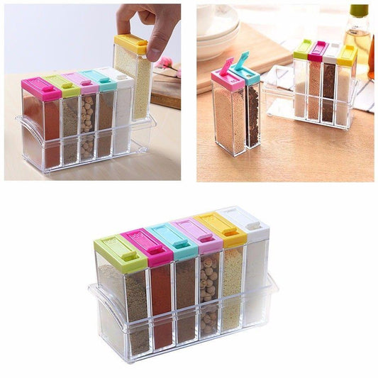 Durable Plastic Acrylic Spice Storage Jars Set 6 Pack